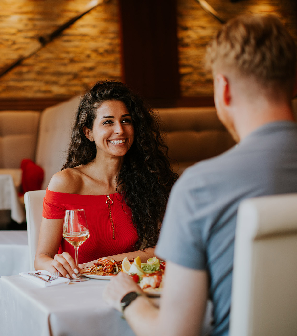 Romantic Couple Having Dinner